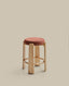Granite stool in terracotta chenille and solid ash wood with a natural tone finish FSC 100% 65cm