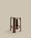 Granite fire-retardant stool in beige chenille and solid ash wood with walnut-coloured finish FSC 100% 75cm