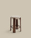 Granite stool in beige chenille and solid ash wood with walnut-coloured finish FSC 100% 75cm