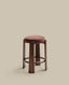 Granite stool in brown chenille and solid ash wood with walnut-coloured finish FSC 100% 75cm