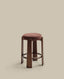 Granite stool in brown chenille and solid ash wood with walnut-coloured finish FSC 100% 75cm
