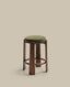 Granite fire-retardant stool in green chenille and solid ash wood with walnut-coloured finish FSC 100% 75cm