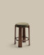 Granite stool in green chenille and solid ash wood with walnut-coloured finish FSC 100% 75cm