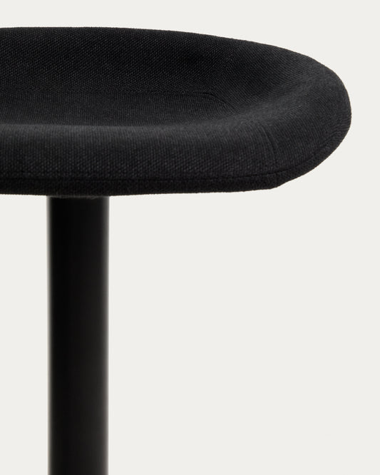 Danua stool in black chenille and matte black steel 68-89cm FSC 100%