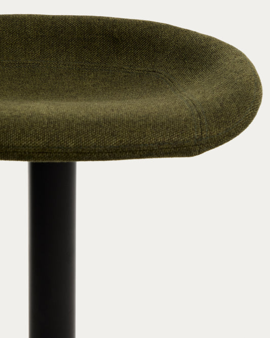 Danua stool in green chenille and matte black steel 68-89cm FSC 100%