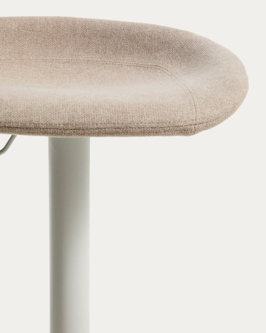 Danua stool in beige chenille and matte white steel 68-89 cm FSC 100%