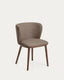 Ciselia flame-retardant chair brown chenille and solid ash wood natural tone finish FSC Mix Credit