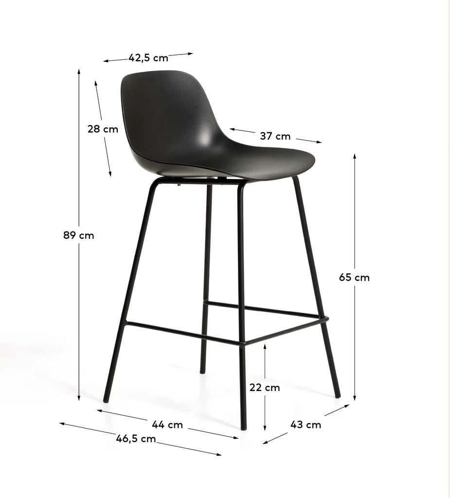 Altea black stool with black finish steel legs 65cm