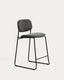 Meli stackable stool in grey chenille with grey metal legs FSC Mix Credit 65cm
