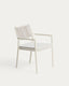 Argasi stackable outdoor chair in ecru aluminium and grey synthetic rope cord