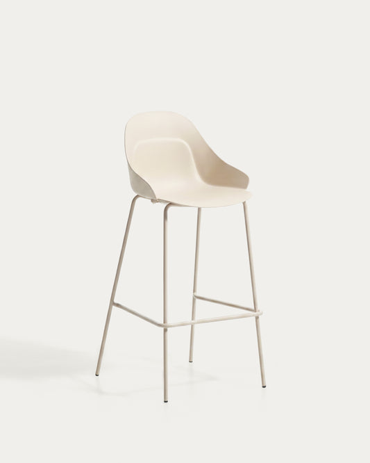 Sanile stool with beige-finish steel legs 74 cm