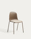 Debari chair with chenille cushion and brown-finish steel legs