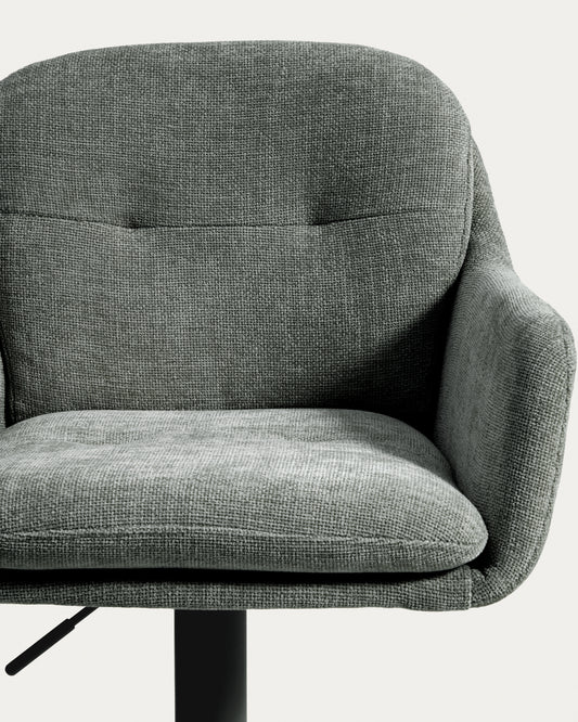 Lexa green chenille swivel stool with green-finish steel legs