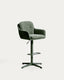 Lexa green chenille swivel stool with green-finish steel legs