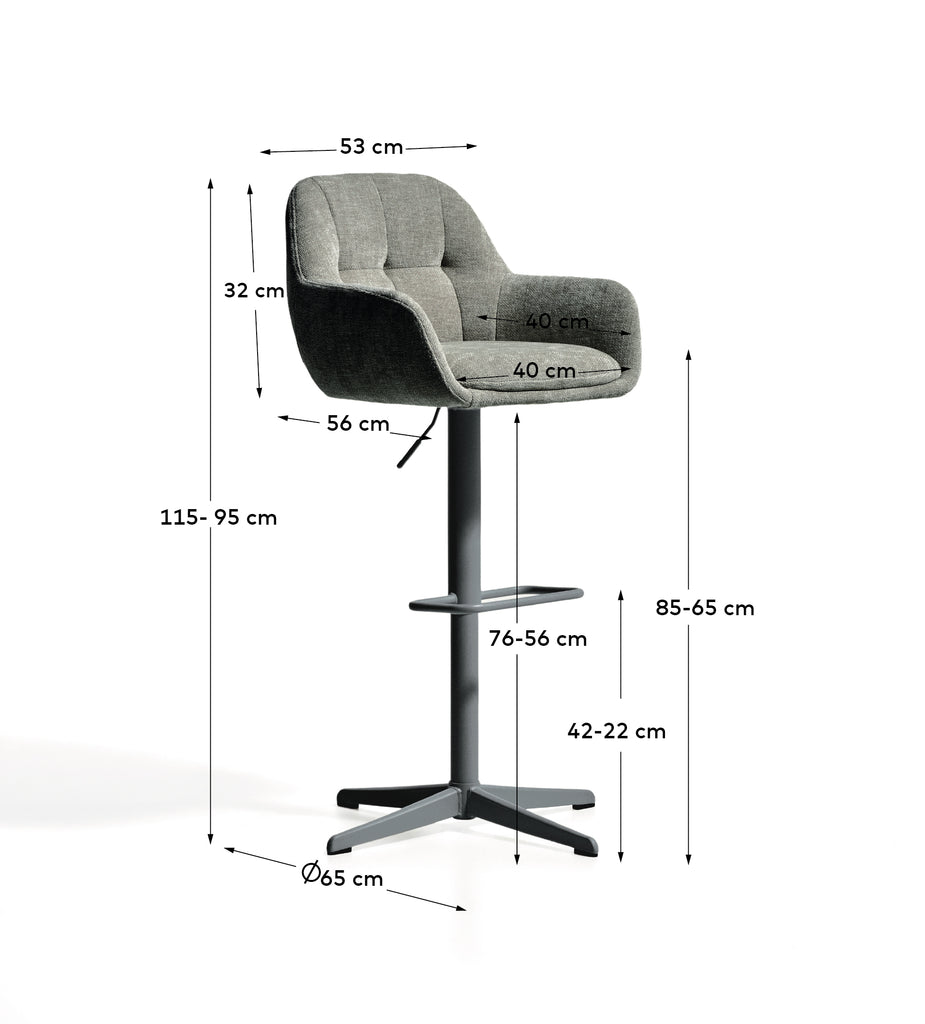 Dorina green chenille swivel stool with green-finish steel legs
