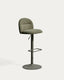 Arino green chenille stool with green metal legs 65cm FSC 100%