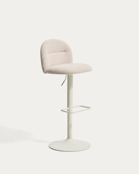 Arino beige chenille stool with beige metal legs 65cm FSC 100%