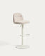 Arino beige chenille stool with beige metal legs 65cm FSC 100%
