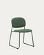 Meli stackable chair in green chenille with green metal legs FSC Mix Credit