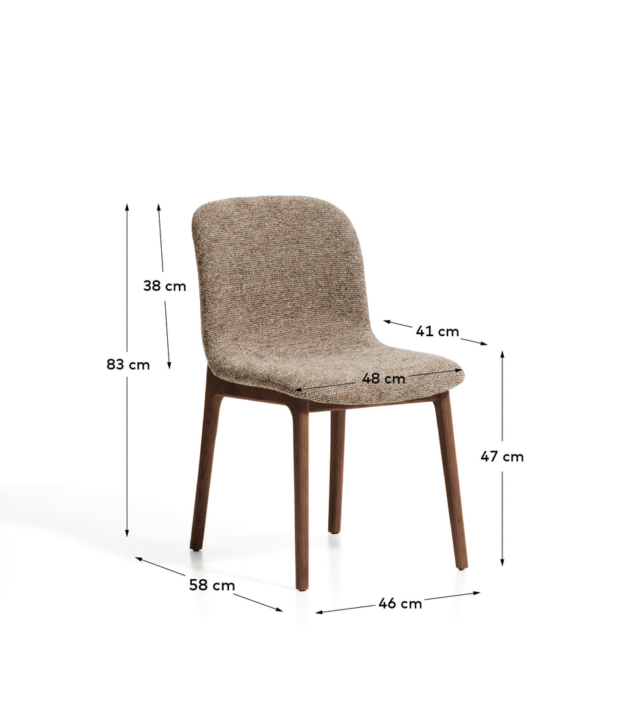 Elnor flame-retardant chair in brown chenille with solid oak wood legs in a walnut finish