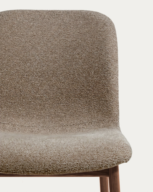Elnor flame-retardant chair in brown chenille with solid oak wood legs in a walnut finish