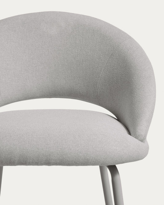 Bonali stool in grey chenille with grey metal legs FSC Mix Credit 65cm