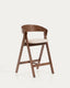 Godia stool in oak veneer with walnut finish and beige chenille
