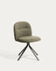 Arino green chenille swivel chair with green metal legs FSC 100%