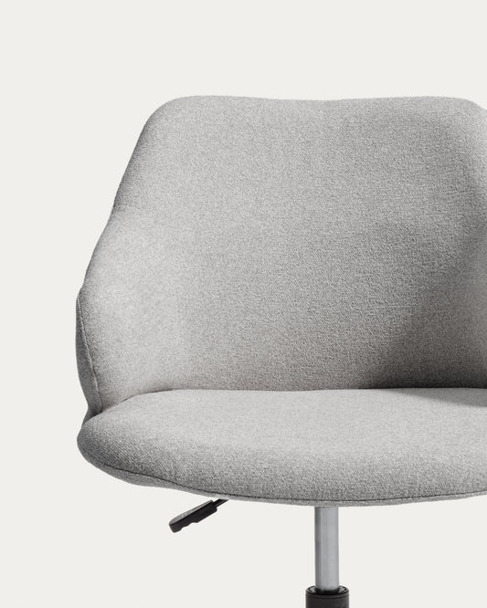Einara grey chenille desk chair with black steel legs