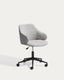 Einara grey chenille desk chair with black steel legs