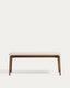 Evera bench in oak veneer with walnut finish and brown chenille 122cm