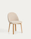 Meila chair in beige chenille with legs in solid ash wood with natural finish
