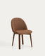 Meila chair in terracotta chenille with legs in solid ash wood with walnut finish