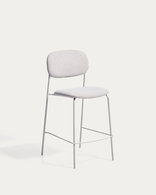 Meli stackable stool in beige chenille with beige metal legs FSC Mix Credit 65cm