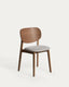 Ludara chair in oak veneer with walnut finish and brown chenille