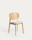 Ludara chair in oak veneer and beige chenille