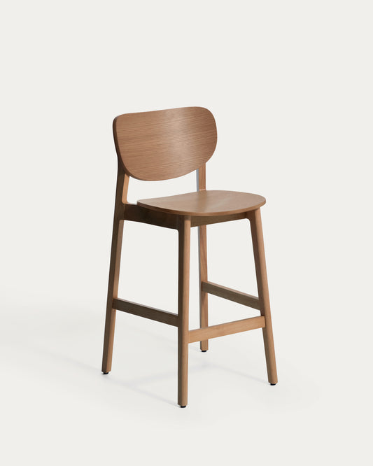 Ludara stool in oak veneer with walnut finish 65cm