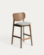 Ludara stool in oak veneer with walnut finish and brown chenille 65cm