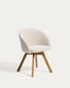 Marvin beige chenille swivel chair with solid beech wood legs in a natural-tone finish FSC 100%