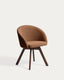 Marvin terracotta chenille swivel chair with solid beech wood legs with a walnut finish FSC 100%