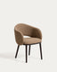 Maina chair in thick brown chenille with solid ash wood legs and a ebonised finish, FSC Mix Credit
