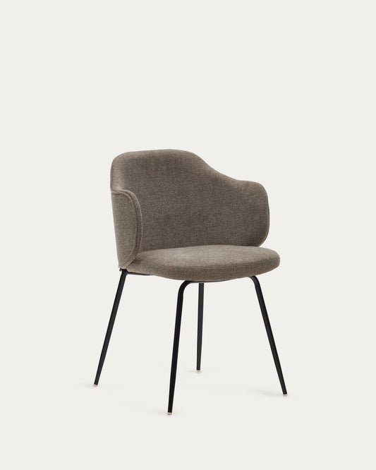 Yunia chair in brown with steel legs in a painted black finish FSC 100%