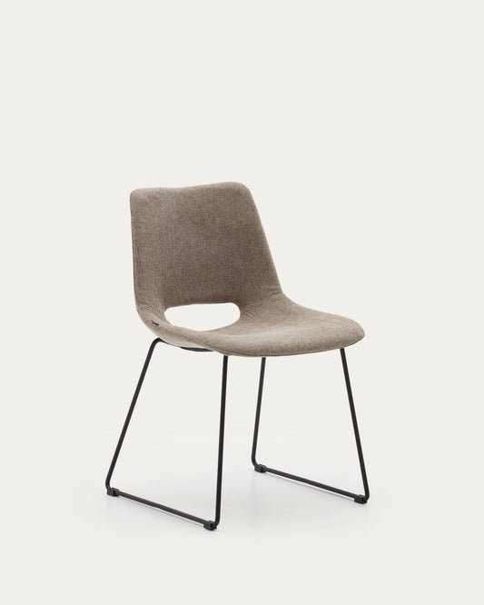 Zahara chair in brown with steel legs in a black finish