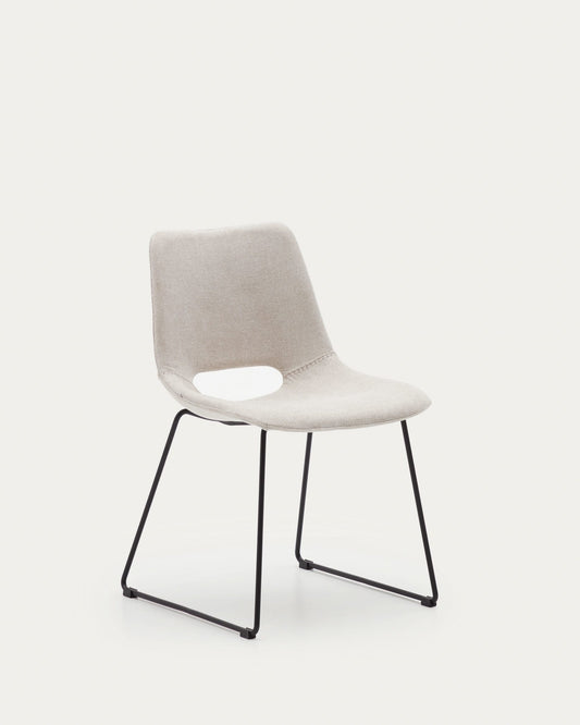 Zahara chair in beige with steel legs in a black finish