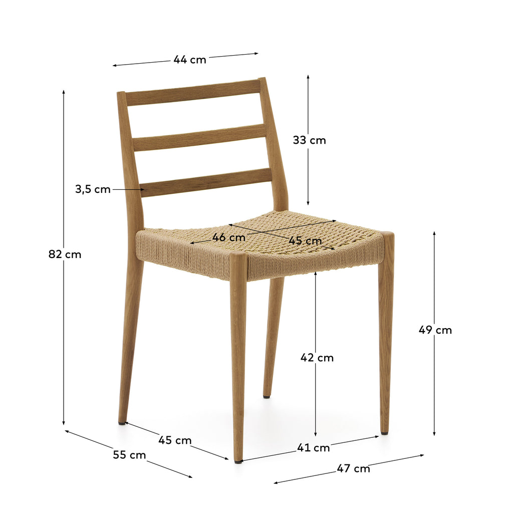 Analy chair in solid oak FSC 100% with natural finish and rope seat