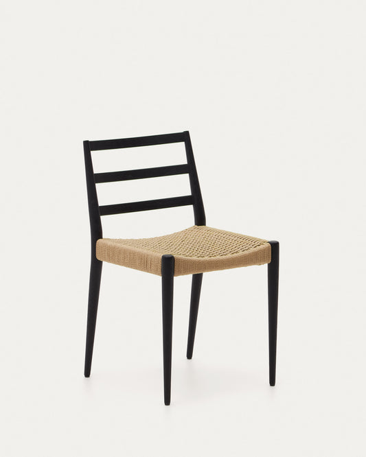 Analy chair in solid oak with black finish and rope seat FSC 100%