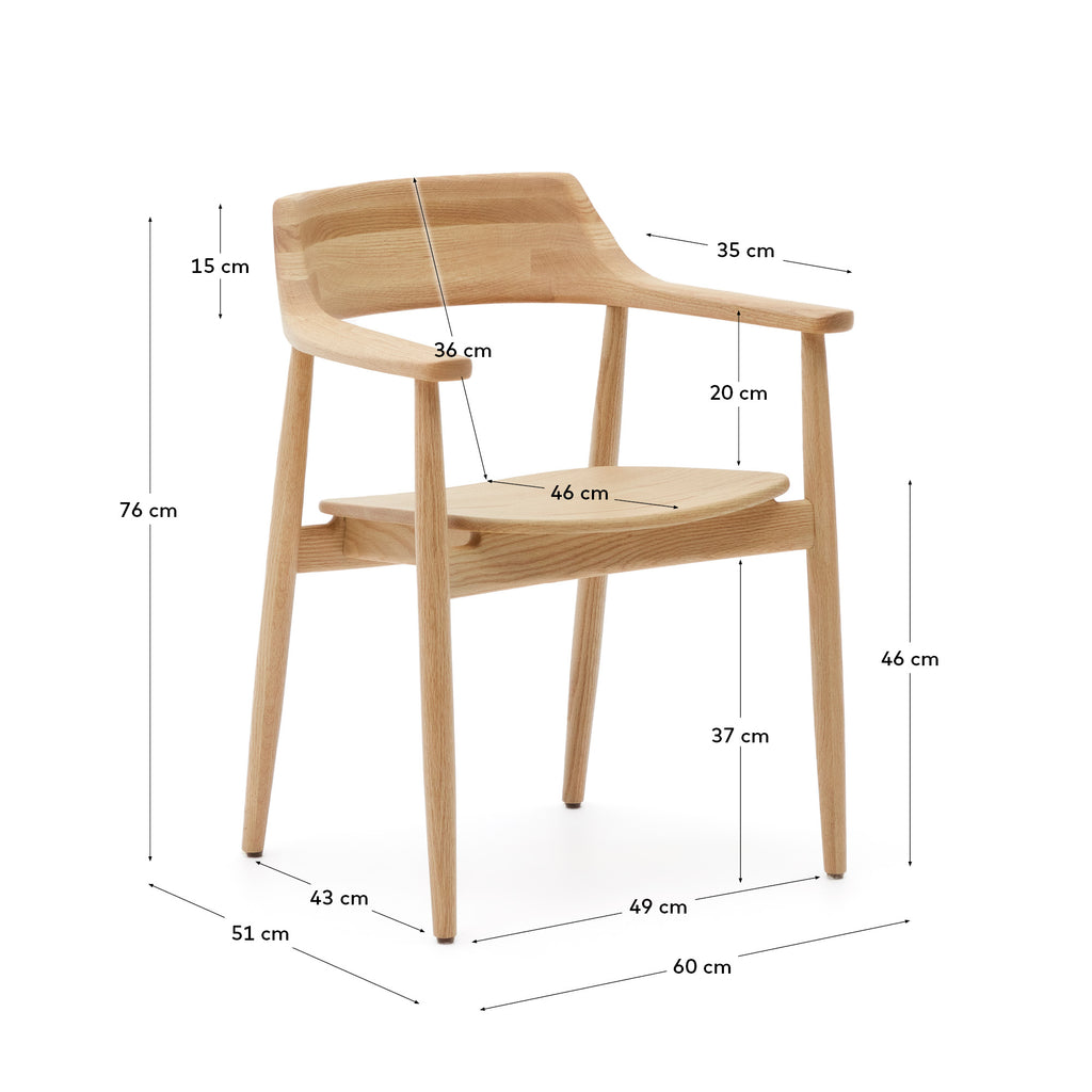 Fondes chair in solid oak wood with natural finish FSC Mix Credit