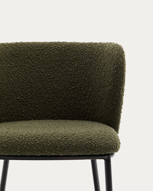 Ciselia chair in green bouclé and black steel, FSC Mix Credit