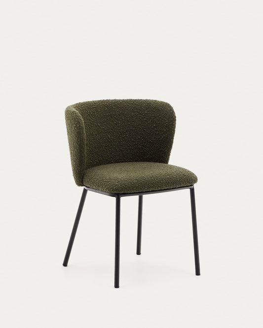 Ciselia chair in green bouclé and black steel, FSC Mix Credit