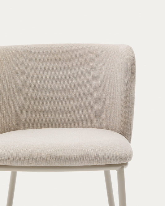 Ciselia chair in beige chenille and beige steel, FSC Mix Credit